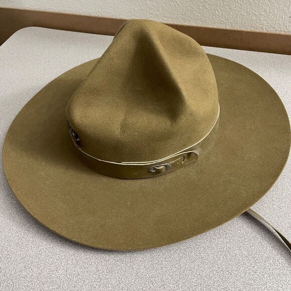 Vtg Ramenzoni Brazilian Rio Grande do Sul Hat Men Green Military Pin Pinched 57 - Picture 3 of 15